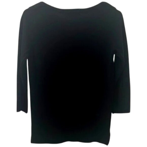 Carolyn Taylor Black Crewneck Top | Size PM (8–10) Versatile 3/4 Sleeve NWT - Picture 2 of 8